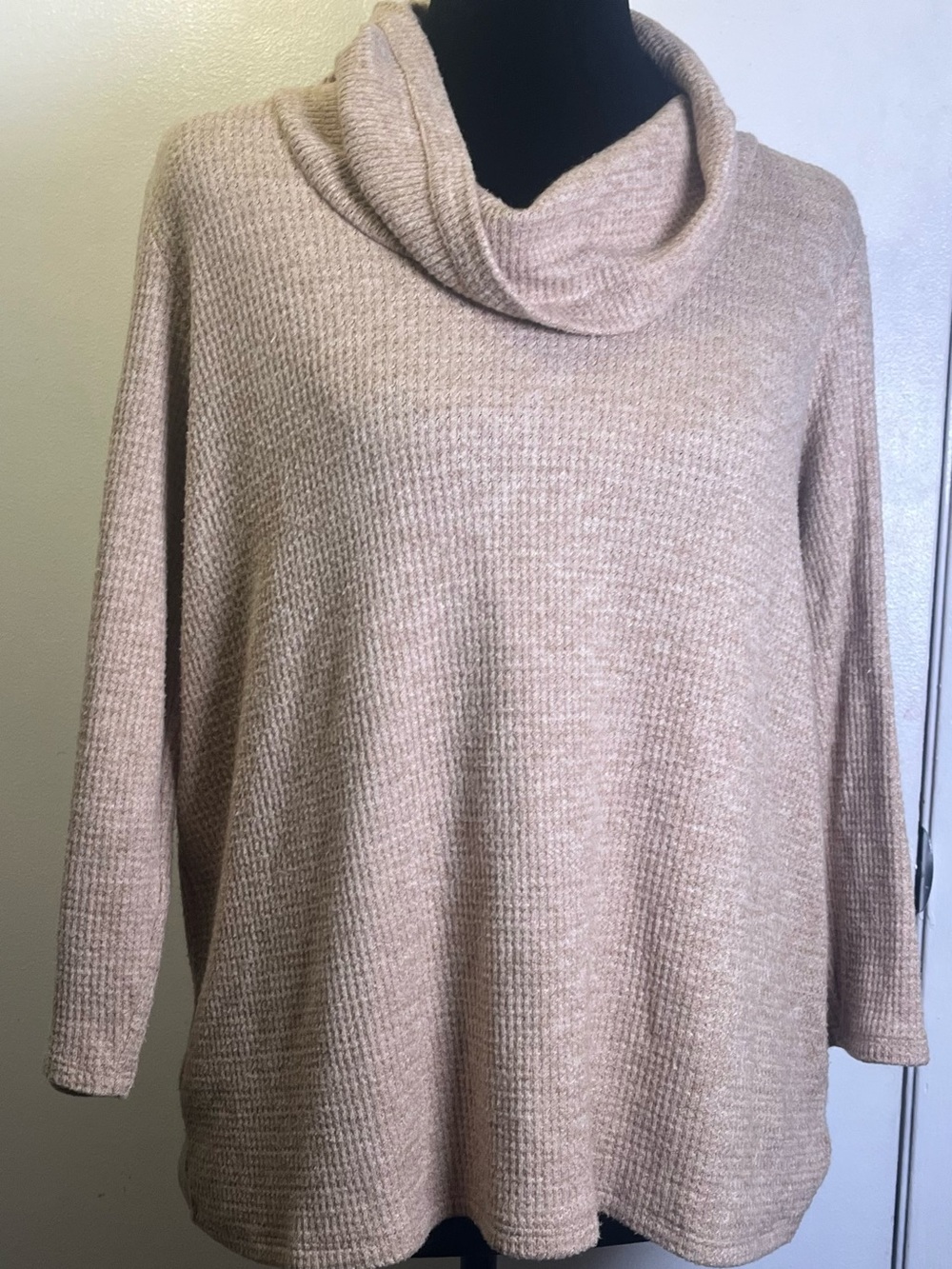 J. Jill Wearever Collection Waffle Knit Cowl Neck Tunic Sweater Women’s Small